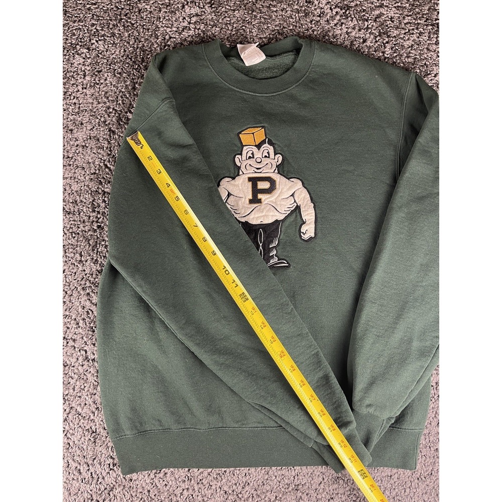 Vintage Style Purdue Champion 1950's Logo Sweater Mens Medium Green Cotton Blend - Picture 8 of 9